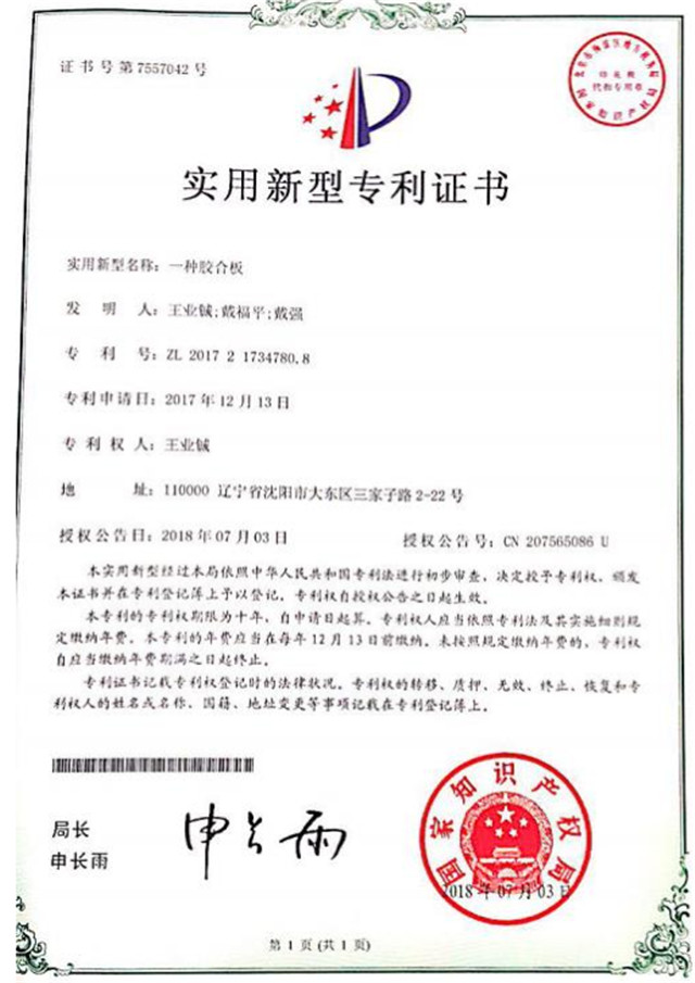 使(shi)用新型專(zhuan)利證書